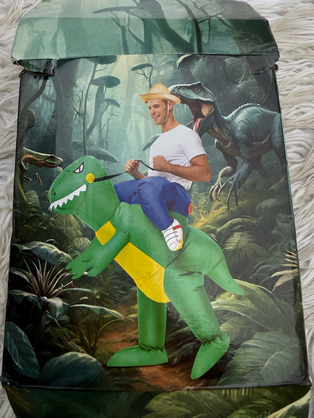 Adults Inflatable Green Dinosaur Rider Costume (A1)